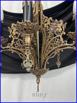 RESTORED Antique Vtg Griffin Lion Chandelier Gothic Arts Crafts Deco 1920s 1930s