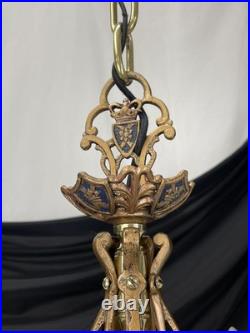 RESTORED Antique Vtg Griffin Lion Chandelier Gothic Arts Crafts Deco 1920s 1930s