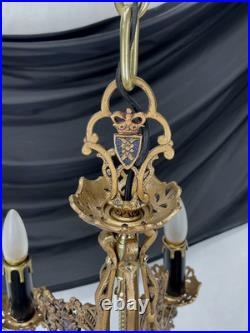 RESTORED Antique Vtg Griffin Lion Chandelier Gothic Arts Crafts Deco 1920s 1930s