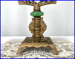REWIRED Antique Vtg Art Deco Table Desk Lamp Green Jadeite Houze Glass 1920's