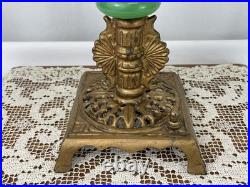 REWIRED Antique Vtg Art Deco Table Desk Lamp Green Jadeite Houze Glass 1920's