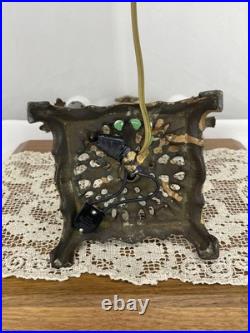 REWIRED Antique Vtg Art Deco Table Desk Lamp Green Jadeite Houze Glass 1920's