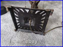 REWIRED Antique Vtg Art Deco Table Lamp Desk Geometric 1920s 1930s Brass Patina