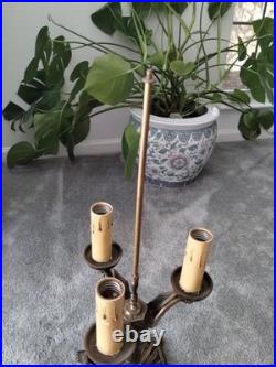 REWIRED Antique Vtg Art Deco Table Lamp Desk Geometric 1920s 1930s Brass Patina