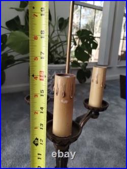 REWIRED Antique Vtg Art Deco Table Lamp Desk Geometric 1920s 1930s Brass Patina