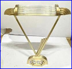Radiant Vintage Art Deco Brass Table Lamp Elegant Glass Rod Accent Light