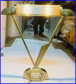 Radiant Vintage Art Deco Brass Table Lamp Elegant Glass Rod Accent Light Radiant Vintage Art Deco Brass Table Lamp Elegant Glass Rod Accent Light