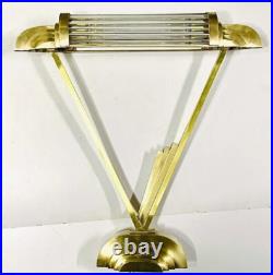 Radiant Vintage Art Deco Brass Table Lamp Elegant Glass Rod Accent Light