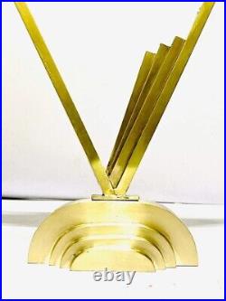 Radiant Vintage Art Deco Brass Table Lamp Elegant Glass Rod Accent Light