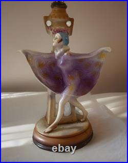 Rare 1920s Antique Carl Schneider Germany Porcelain Art Deco Figural Lady Lamp