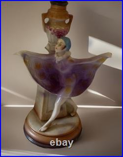 Rare 1920s Antique Carl Schneider Germany Porcelain Art Deco Figural Lady Lamp