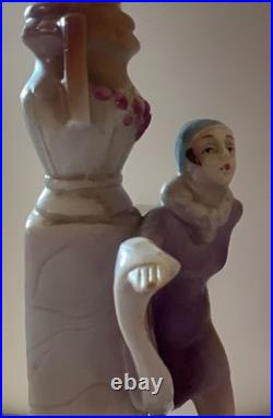 Rare 1920s Antique Carl Schneider Germany Porcelain Art Deco Figural Lady Lamp