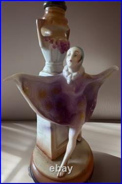 Rare 1920s Antique Carl Schneider Germany Porcelain Art Deco Figural Lady Lamp