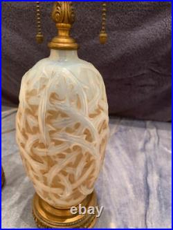Rare 1921 Rene Lalique Ronce Design Art Deco Pair Of Electrified Lamps