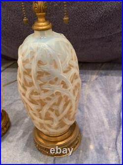 Rare 1921 Rene Lalique Ronce Design Art Deco Pair Of Electrified Lamps