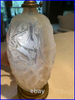 Rare 1921 Rene Lalique Ronce Design Art Deco Pair Of Electrified Lamps