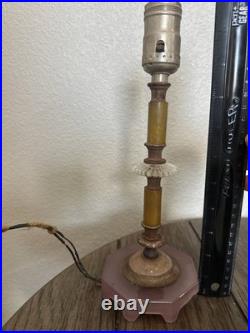 Rare 1930 Art Deco Boudoir Lamp Butterscotch Bakelite Lavender Pink Glass Houze