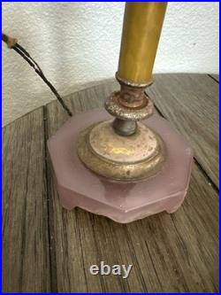 Rare 1930 Art Deco Boudoir Lamp Butterscotch Bakelite Lavender Pink Glass Houze