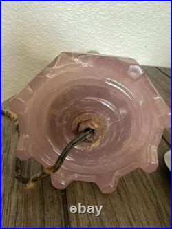Rare 1930 Art Deco Boudoir Lamp Butterscotch Bakelite Lavender Pink Glass Houze