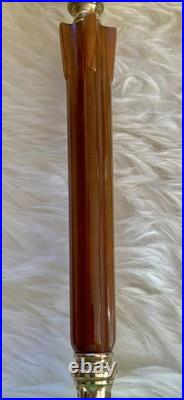 Rare 1930 Houze Art Deco Chocolate Bakelite Green Jadeite Base Boudoir Lamps