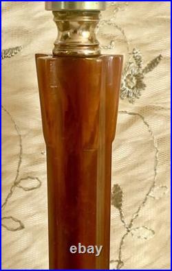 Rare 1930 Houze Art Deco Chocolate Bakelite Green Jadeite Base Boudoir Lamps