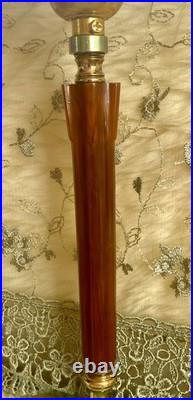 Rare 1930 Houze Art Deco Chocolate Bakelite Green Jadeite Base Boudoir Lamps