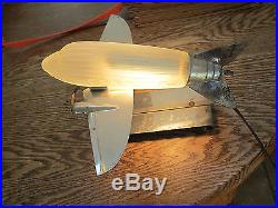 Rare 1930's original art deco style DC 3 airplane glass & Chrome lamp-works