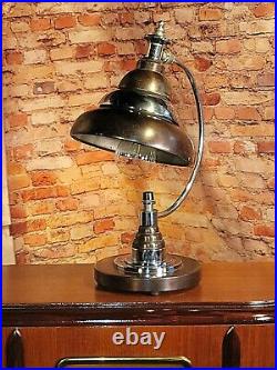 Rare 1935 Bert Dickerson Design Machine Age Art Deco Copper Desk Lamp Markel NY