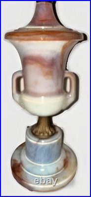 Rare Aladdin Slag Glass Table Lamp G6-14 Urn Shaped White & Wine, Alacite Finial