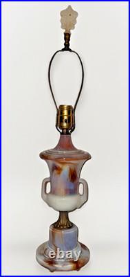 Rare Aladdin Slag Glass Table Lamp G6-14 Urn Shaped White & Wine, Alacite Finial