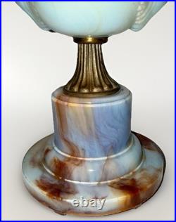 Rare Aladdin Slag Glass Table Lamp G6-14 Urn Shaped White & Wine, Alacite Finial