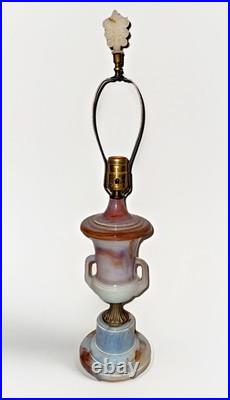 Rare Aladdin Slag Glass Table Lamp G6-14 Urn Shaped White & Wine, Alacite Finial