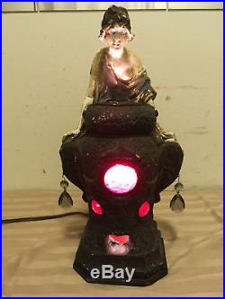 Rare Antique 1926 Art Deco Chalkware Fortune Teller Mystical Lamp Incense Burner