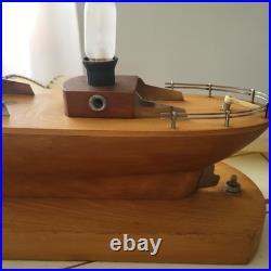 Rare Antique 1930's Art Deco Yacht Boat Table Lamp Wood All Original And Working