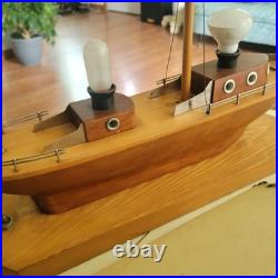 Rare Antique 1930's Art Deco Yacht Boat Table Lamp Wood All Original And Working