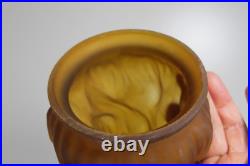 Rare Antique Art Deco Dark Satin Amber Torch Flame Shade Glass Lamp