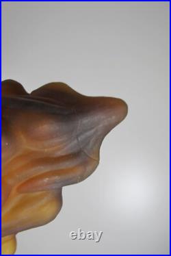 Rare Antique Art Deco Dark Satin Amber Torch Flame Shade Glass Lamp