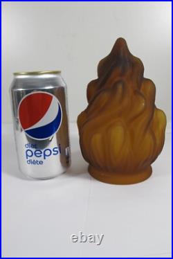 Rare Antique Art Deco Dark Satin Amber Torch Flame Shade Glass Lamp