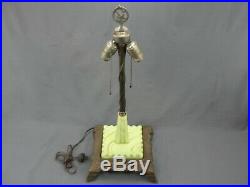 Rare Antique Art Deco Jadeite Lamp Base Glass Double Pull Chain Socket