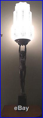 Rare Antique Art Deco Lady Statue Lamp by Everlite N. Y, 1930's
