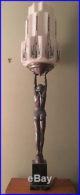 Rare Antique Art Deco Lady Statue Lamp by Everlite N. Y, 1930's