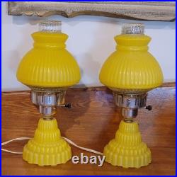Rare Antique Art Deco Yellow Glass Lamp Set 13