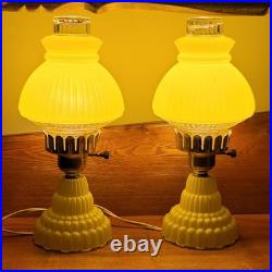 Rare Antique Art Deco Yellow Glass Lamp Set 13