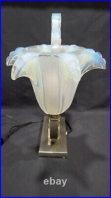 Rare Antique Maurice Model France Art Deco Opalescent Glass Table Lamp 1930s