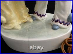 Rare Art Deco Goldscheider Two Pierrot Boys Lamp Figurine Lavergne Austria