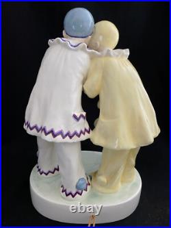 Rare Art Deco Goldscheider Two Pierrot Boys Lamp Figurine Lavergne Austria