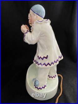 Rare Art Deco Goldscheider Two Pierrot Boys Lamp Figurine Lavergne Austria
