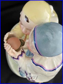 Rare Art Deco Goldscheider Two Pierrot Boys Lamp Figurine Lavergne Austria