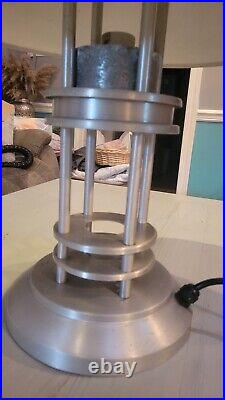 Rare Art Deco Machine Age Lamp- Brushed Aluminum- Very Unique Piece