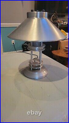 Rare Art Deco Machine Age Lamp- Brushed Aluminum- Very Unique Piece